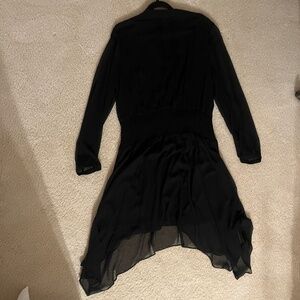 XL Elegant Sheer Black Midi Dress
